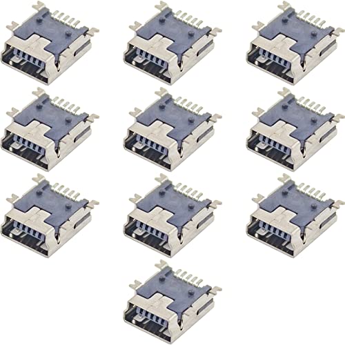 jujinglobal 10pcs Mini USB Female Port SMT 5Pin Socket Connector Repair Replacement Adapter