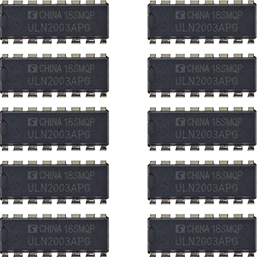 jujinglobal 10pcs ULN2003APG ULN2003 2003 NPN Transistors Darlington 7-Circuit Sink Driver, 500 mA 16-Pin