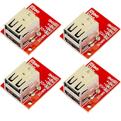 jujinglobal 4pcs USB A Female Breakout Board Dual USB Port Red