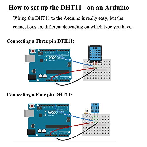 flashtree 2pcs DHT11 Temperature Humidity Sensor Module Digital Temperature Humidity Sensor 3.3V-5V with Wires for Arduino Raspberry Pi 2 3 (2pcs DHT11)