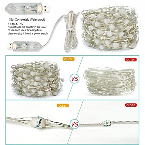 flashtree Bluetooth Copper Wire Light String Phone APP Music Christmas Holiday Decorative Light Rain Proof LED Leather Wire RGB Light String, USB Dot Control Color Copper Wire Lamp String(without Controller)