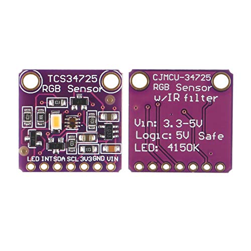 flashtree 3pcs TCS-34725 TCS34725 RGB Light Color Sensor Colour Recognition Module RGB Color Sensor with IR Filter and White LED for Arduino