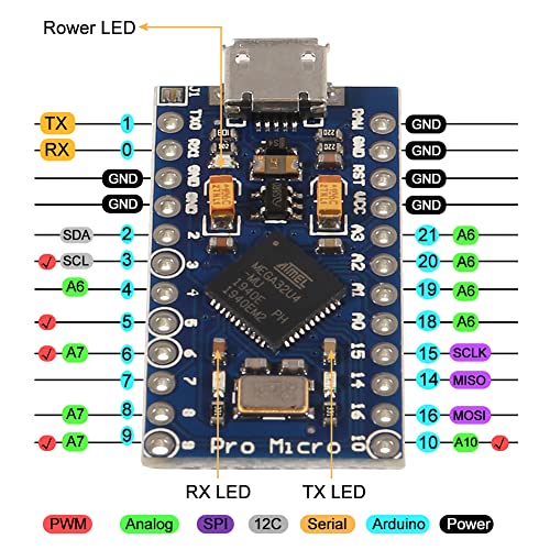 flashtree 4pcs Pro Micro Atmega32U4 5V 16MHz Bootloadered IDE Micro USB Pro Micro Development Board Microcontroller Compatible with Pro Micro Serial Connection with Pin Header