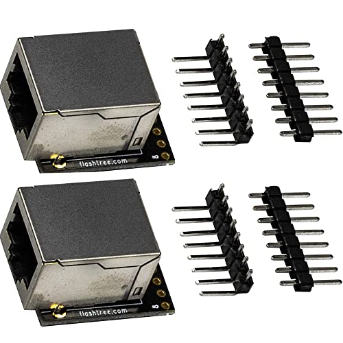 jujinglobal 2pcs RJ45 Breakout Board 2.54mm Output and 2 Types Male Pins 90 and 180 Degree