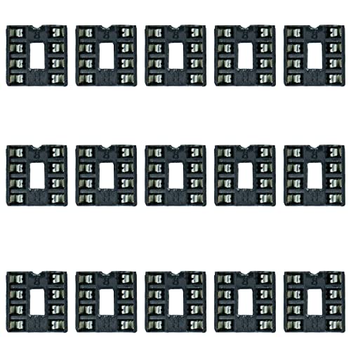 jujinglobal 15pcs DIP8 8 Pin DIP IC Socket Solder Type Double Row 8Pin 2.54MM IC Sockets Adapter