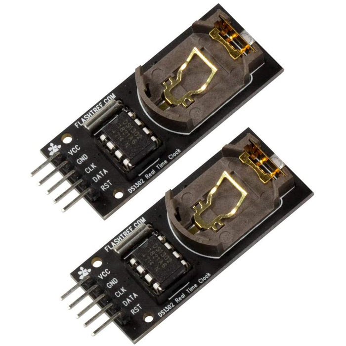 flashtree 2Pcs DS1302 RTC Real Time Clock Module for Arduino No Battery breakout
