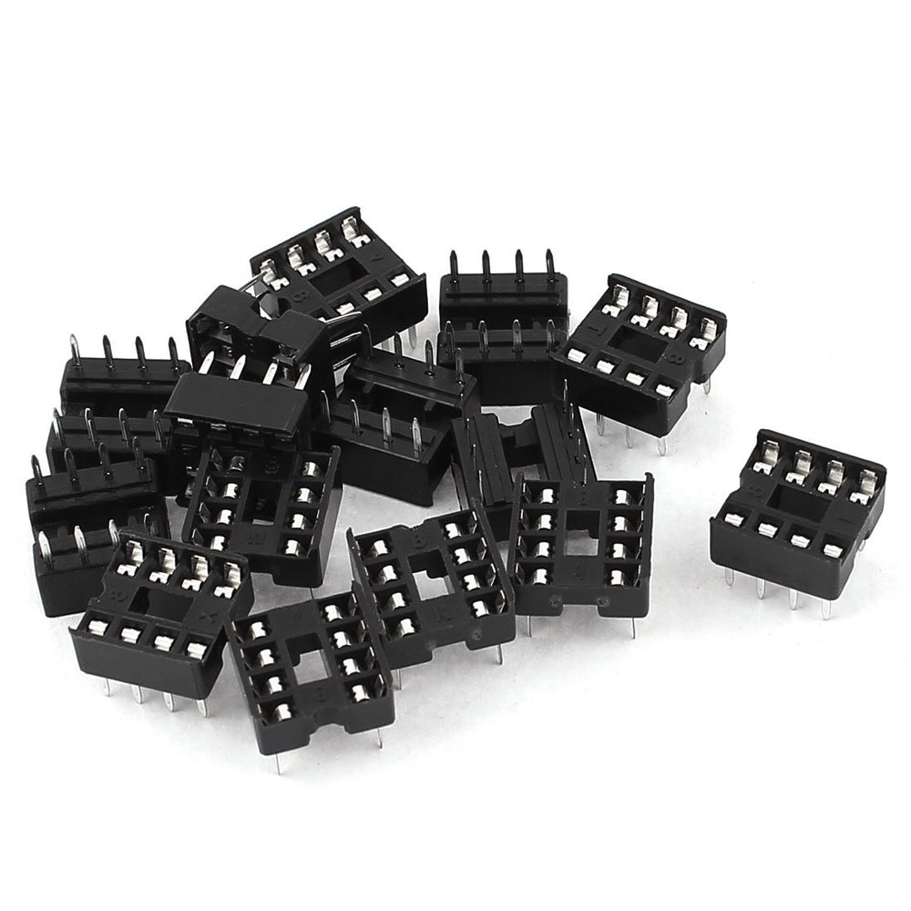 flashtree 15pcs Solder Type Double Row 8PIN DIP Integrated Circuit IC Sockets Connector