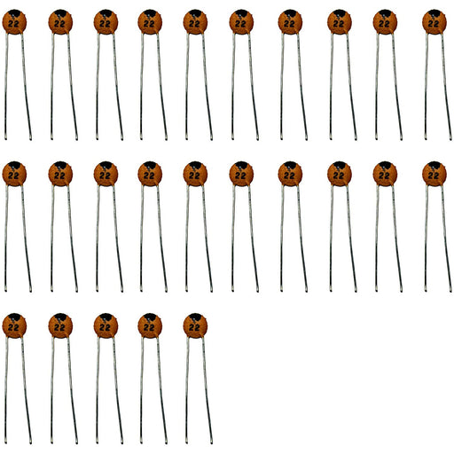 flashtree 25pcs 22pF 50V Ceramic Disc Capacitor 22p 22P 22PF 22pf 22