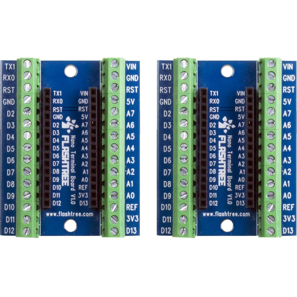 flashtree 2pcs Nano V3.0 Breakout IO Module Terminal Adapter Shield for Arduino AVR ATMEGA328P