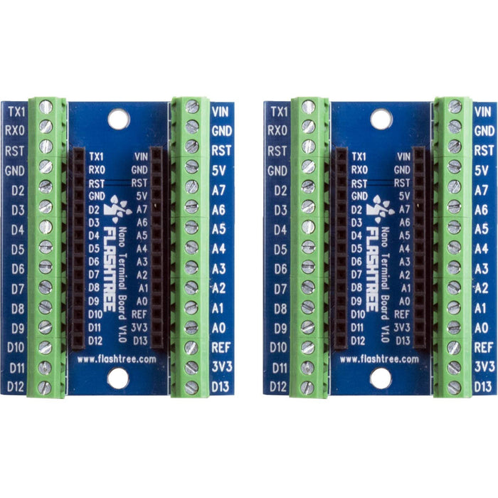 flashtree 2pcs Nano V3.0 Breakout IO Module Terminal Adapter Shield for Arduino AVR ATMEGA328P