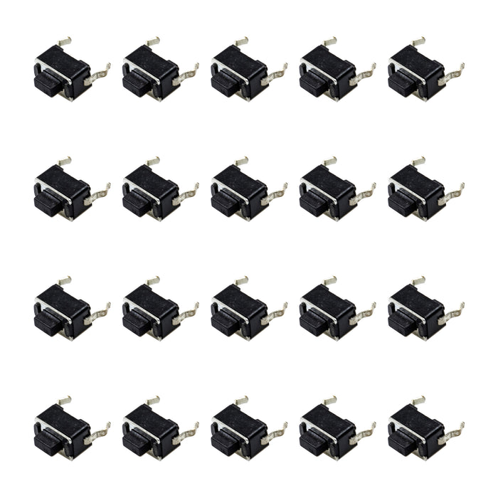 flashtree 20pcs 3x6x4.3H(mm) Panel Mini/Micro/Small PCB Momentary Tactile Tact Push Button Switch Black DIP