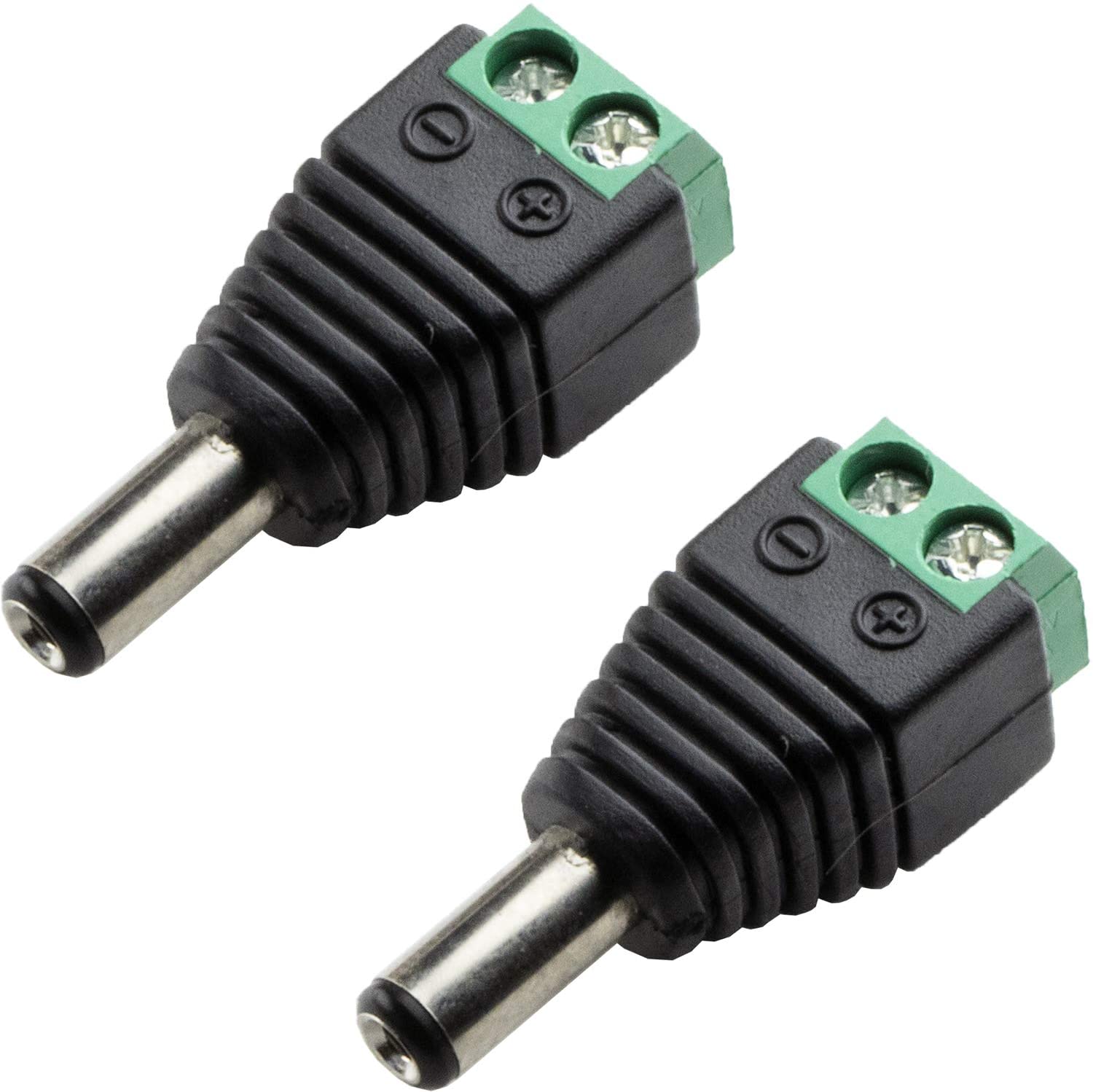 flashtree 2pcs 12V Male 5.5x2.1mm 2.0mm DC Power Jack Plug Adapter Connector for CCTV Camera