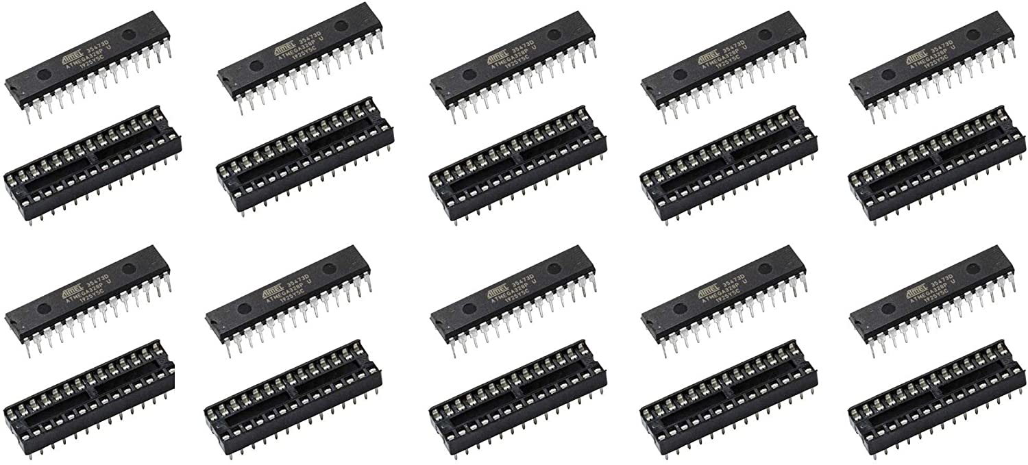 flashtree 10pcs Atmega328P-PU Microcontroller with Uno R3 Bootloader DIP28 and Socket