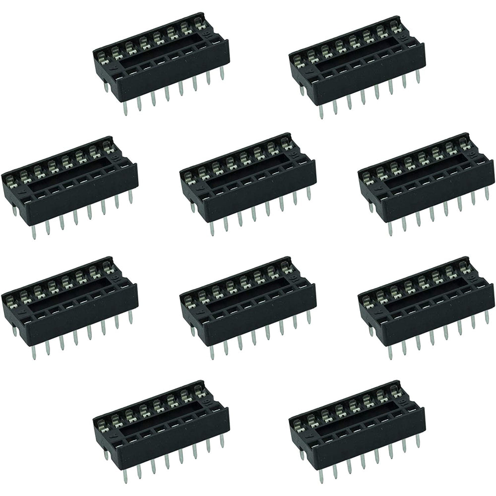 flashtree 10pcs DIP16 2.54mm 16 pin ic Socket DIP Sockets Solder Tail - 16-Pin 0.3&quot;