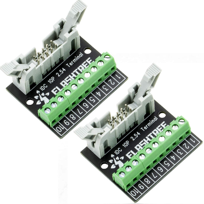 flashtree 2pcs IDC 10P 2.54mm Breakout Board Terminal Output 10 Pins