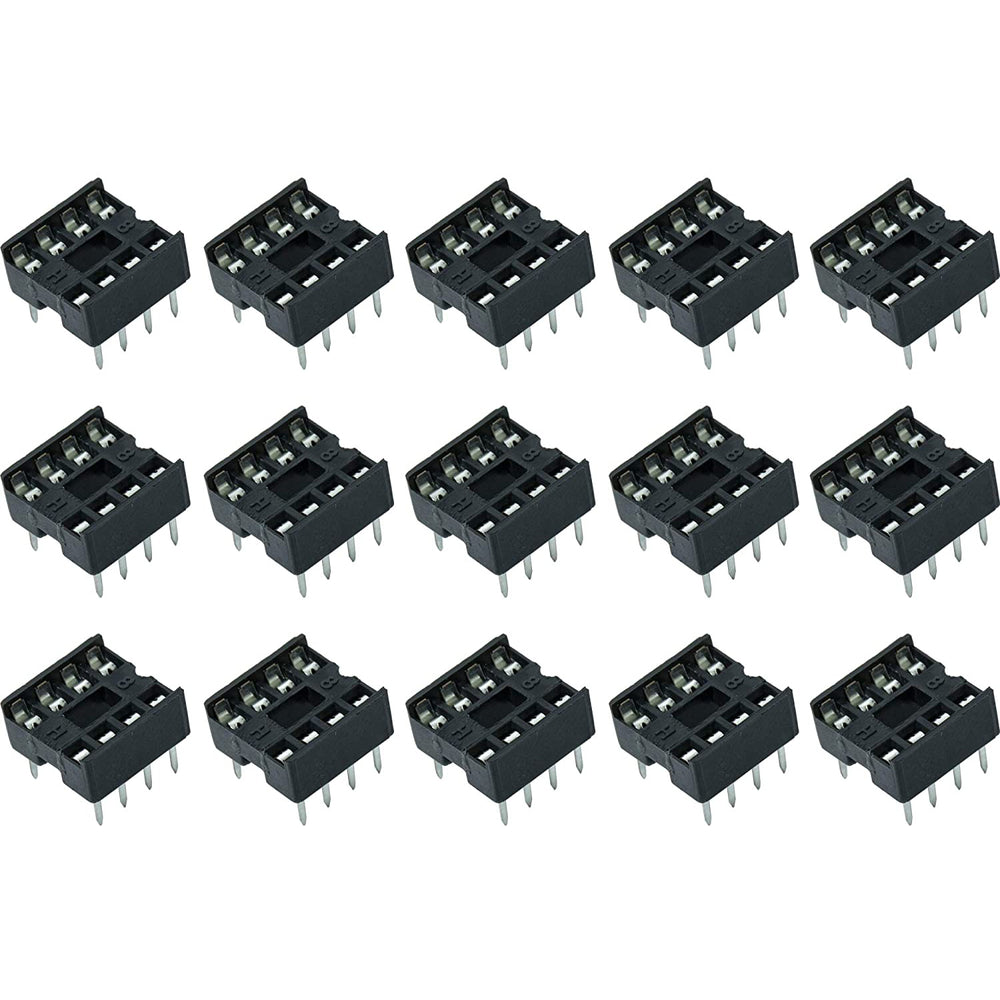 flashtree 15pcs Solder Type Double Row 8PIN DIP Integrated Circuit IC Sockets Connector DIP8