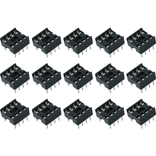 flashtree 15pcs Solder Type Double Row 8PIN DIP Integrated Circuit IC Sockets Connector DIP8