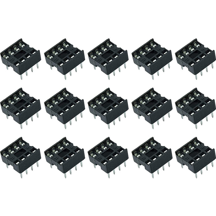 flashtree 15pcs Solder Type Double Row 8PIN DIP Integrated Circuit IC Sockets Connector DIP8