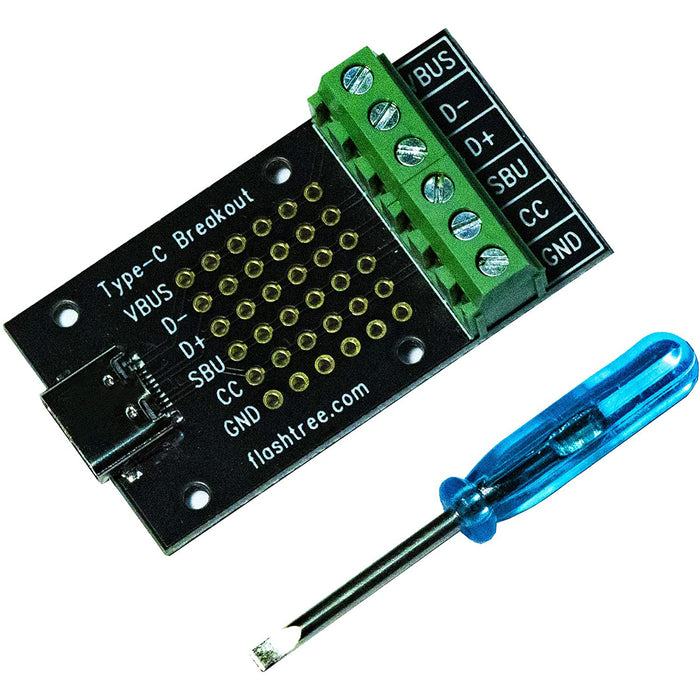 flashtree USB Type-C Female Breakout Board 6 pins Out (3.81mm 150mils 0.15&quot; Pitch) and Jack Port to Terminal