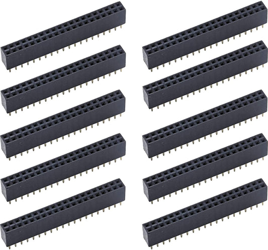 flashtree 10pcs 2.54mm 2x20 40-Pin Female Pin Header Socket Connector Strip