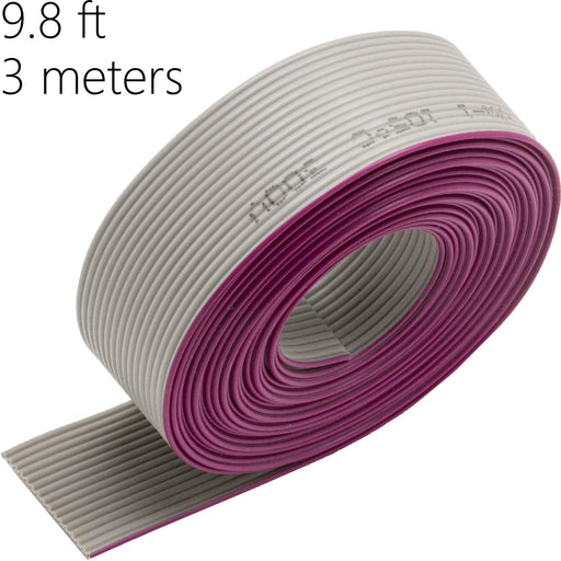 flashtree 9.8FT 3 Meters Flat Ribbon Cable 16P Grey IDC Wire 1.27mm Pitch for 2.54mm connectors