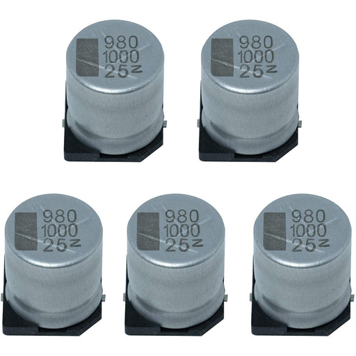 flashtree 5pcs 1000uF 25V 12.5x14mm SMD Aluminum Electrolytic Capacitors 25V 1000UF 1000uf