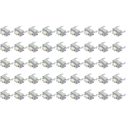 flashtree 50pcs 3x6x5H(mm) Panel Mini/Micro/Small PCB Momentary Tactile Tact Push Button Switch Milk White DIP 50PCS