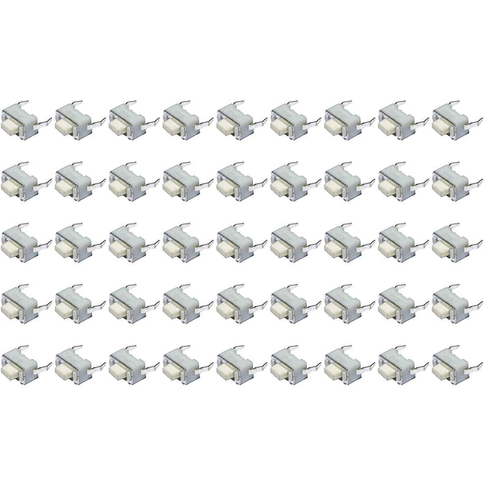 flashtree 50pcs 3x6x5H(mm) Panel Mini/Micro/Small PCB Momentary Tactile Tact Push Button Switch Milk White DIP 50PCS