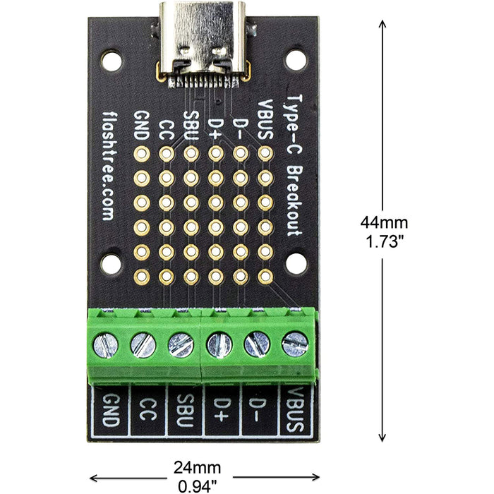 flashtree 2pcs USB Type-C Female Breakout Board 6 pins Out (3.81mm 150mils 0.15_ Pitch) and Jack Port to Terminal