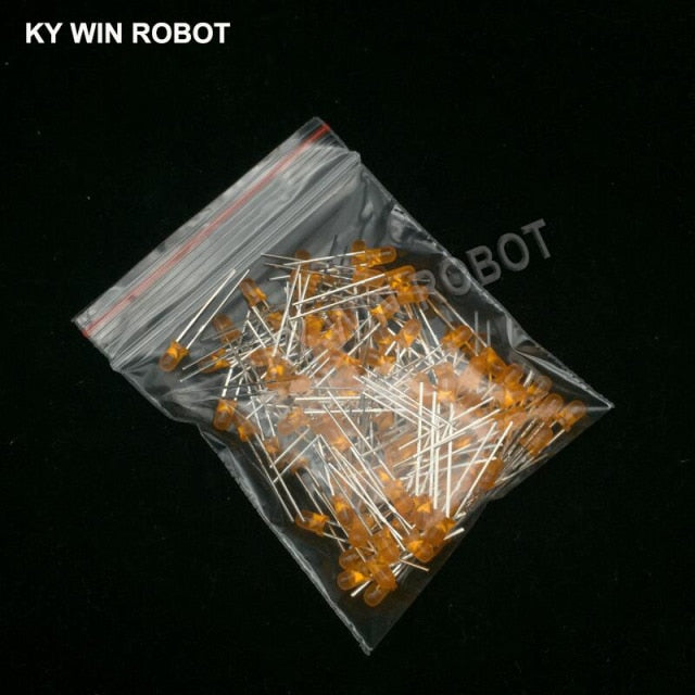 flashtree 100pcs 3mm LED Diode 3 mm Assorted Kit White Green Red Blue Yellow Orange Pink Purple Warm white DIY Light Emitting Diodes