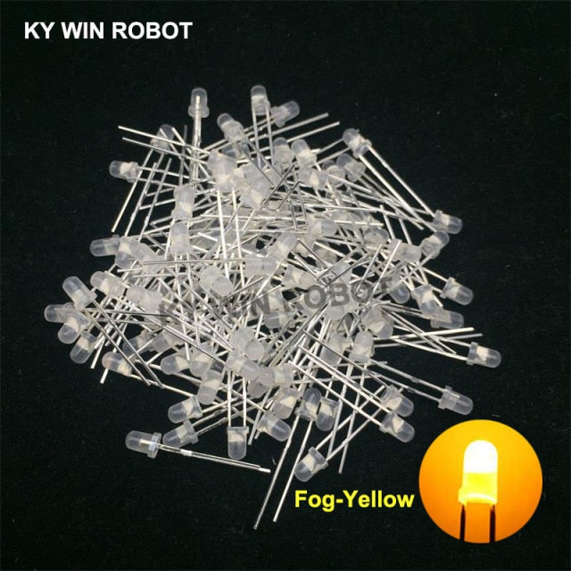 flashtree 100pcs 3mm LED Diode 3 mm Assorted Kit White Green Red Blue Yellow Orange Pink Purple Warm white DIY Light Emitting Diodes
